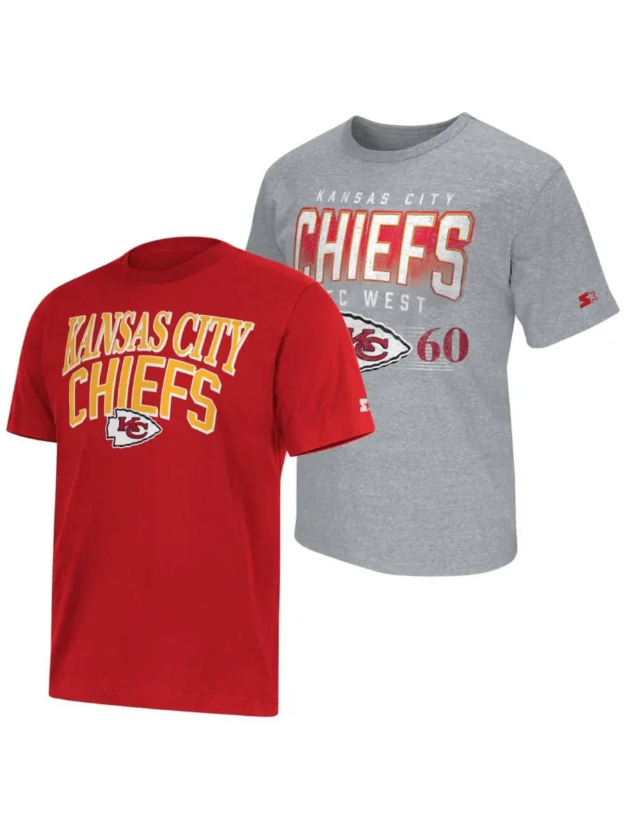 Комплект футболок с логотипом Kansas City Chiefs, 2 шт. Starter — изображение 1 из 5, красный серый