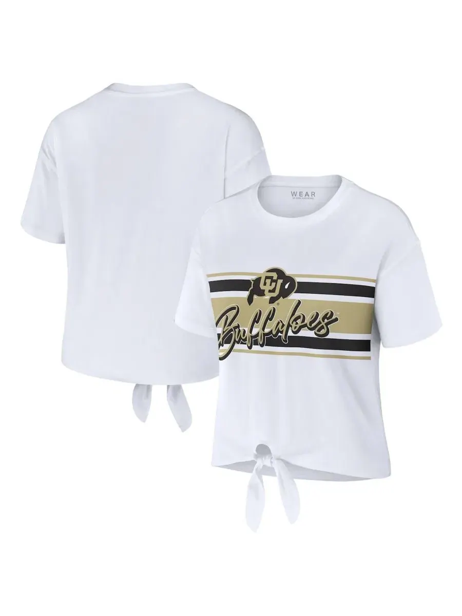 Футболка-кроп с галстуком спереди Colorado Buffaloes WEAR by Erin Andrews — изображение 1 из 3, белый
