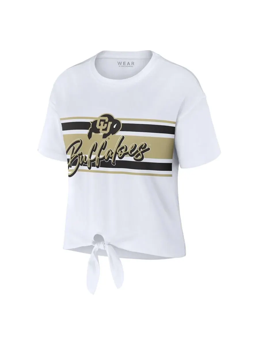 Футболка-кроп с галстуком спереди Colorado Buffaloes WEAR by Erin Andrews — изображение 2 из 3, белый