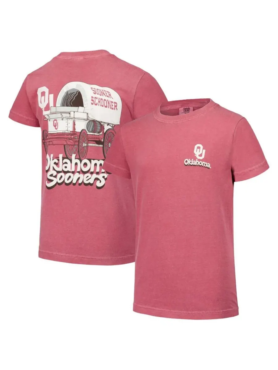 Image One Футболка Big Boys and Girls Crimson Oklahoma Sooners Hyperlocal Comfort Colors — изображение 1 из 3, красный