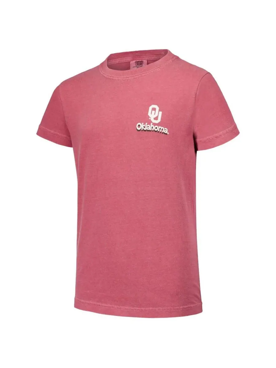 Image One Футболка Big Boys and Girls Crimson Oklahoma Sooners Hyperlocal Comfort Colors — изображение 2 из 3, красный
