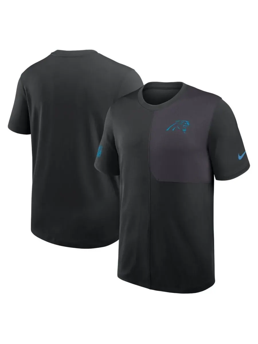 Nike Мужская черная футболка Carolina Panthers Sideline UV Performance Coach Shirt — изображение 1 из 3, черный