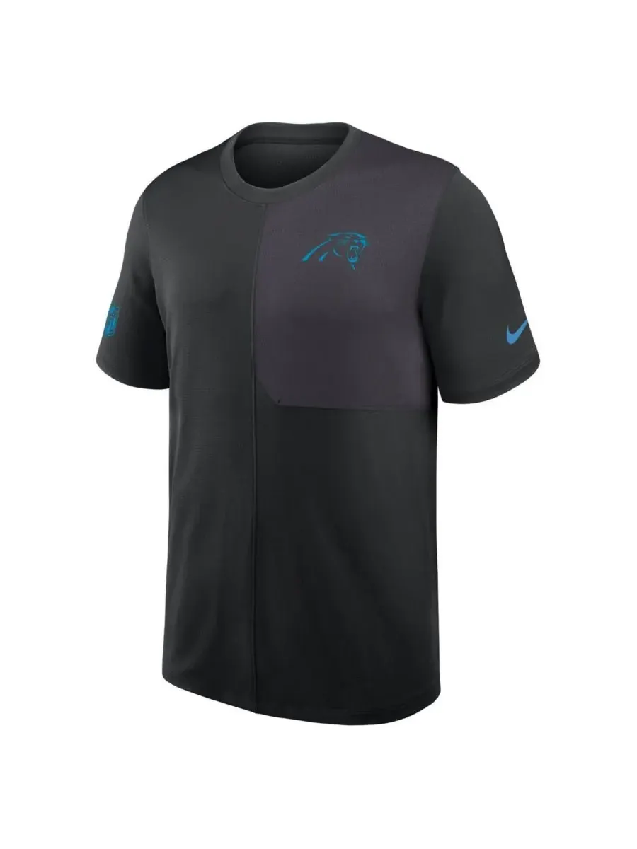 Nike Мужская черная футболка Carolina Panthers Sideline UV Performance Coach Shirt — изображение 2 из 3, черный