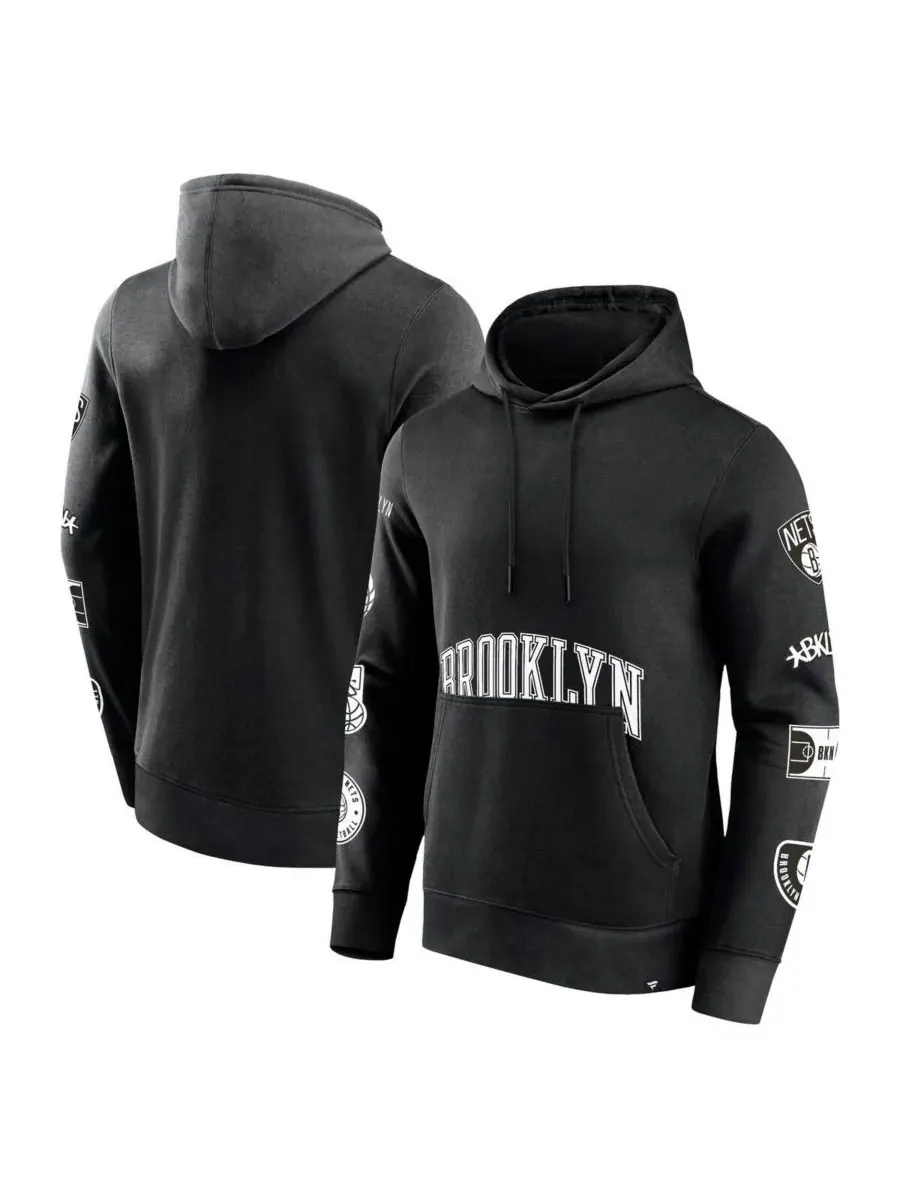Fanatics Мужская черная толстовка с капюшоном Brooklyn Nets Home Court — изображение 1 из 3, черный