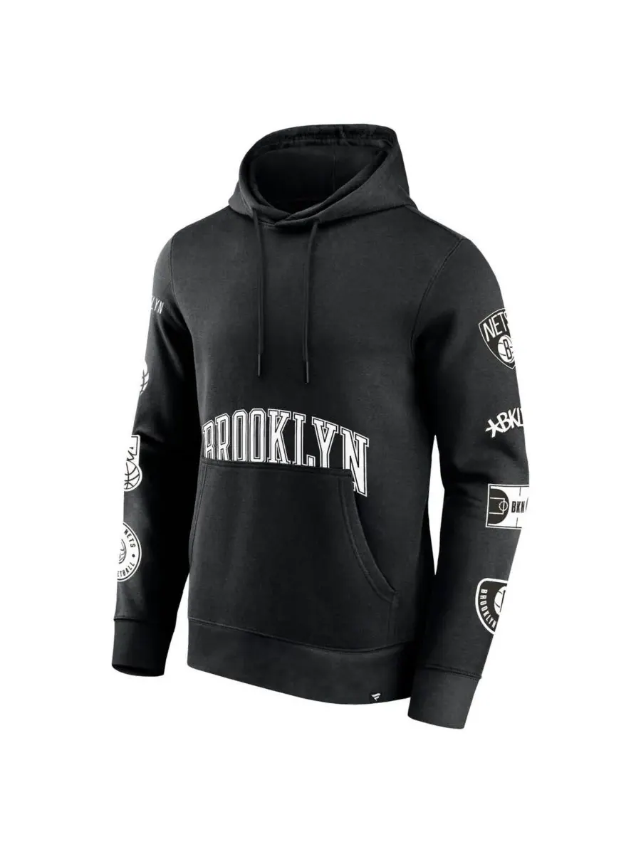 Fanatics Мужская черная толстовка с капюшоном Brooklyn Nets Home Court — изображение 2 из 3, черный