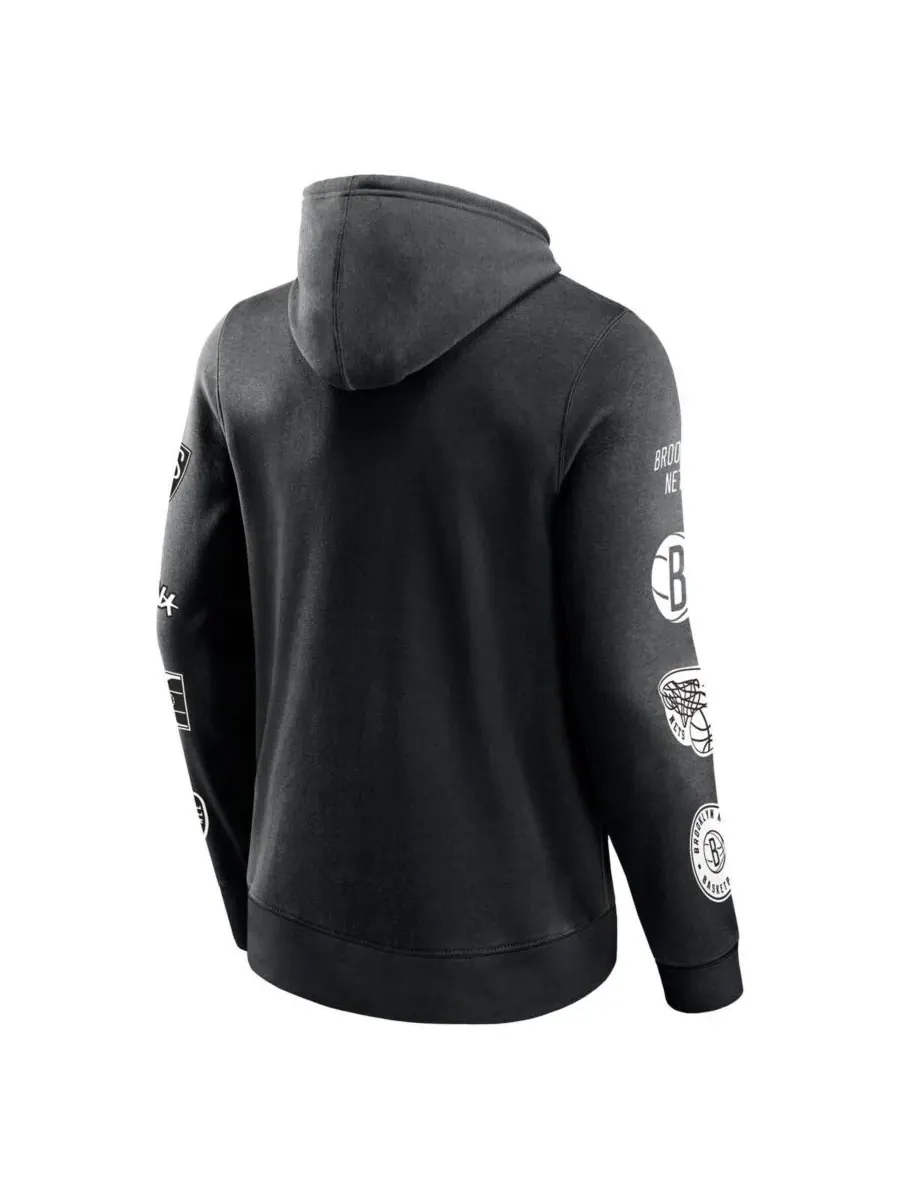 Fanatics Мужская черная толстовка с капюшоном Brooklyn Nets Home Court — изображение 3 из 3, черный