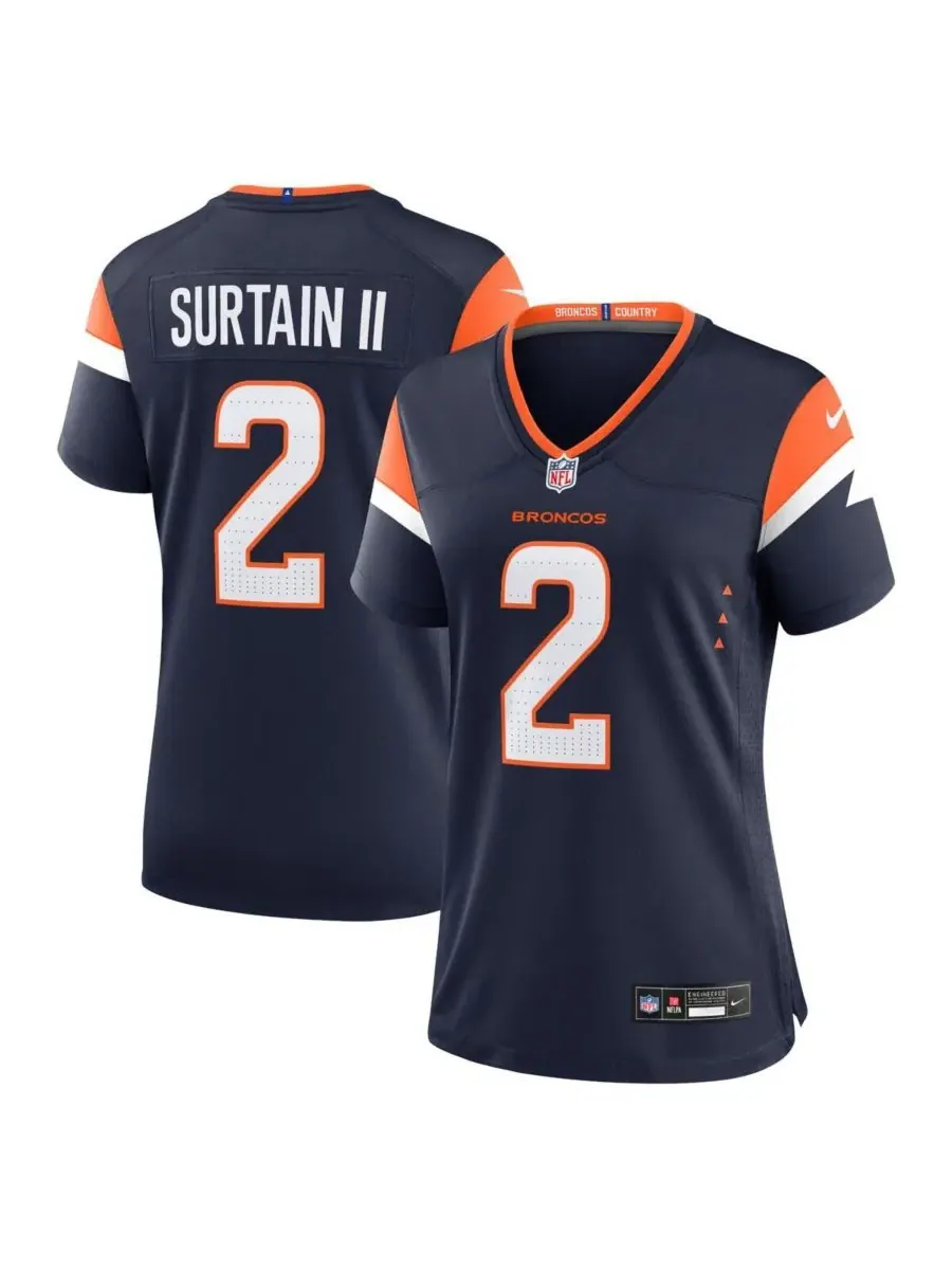 Женская игровая майка Патрика Сертейна II из коллекции Denver Broncos Mile High 1977 года — изображение 1 из 5, темно-синий