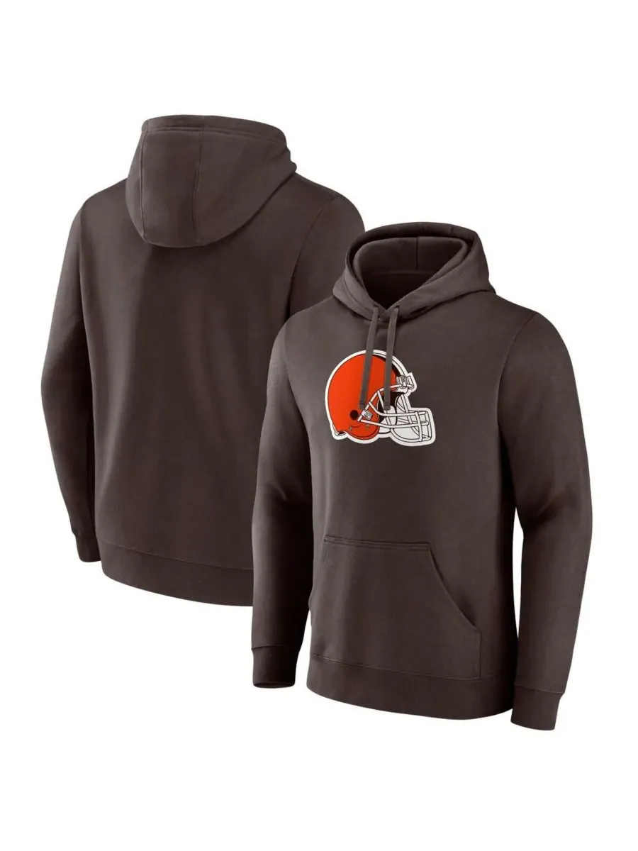 Fanatics Мужская коричневая толстовка с капюшоном и основным логотипом Cleveland Browns — изображение 1 из 3, коричневый