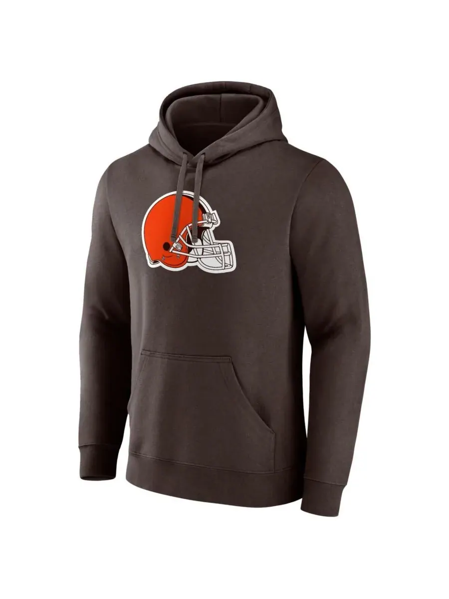 Fanatics Мужская коричневая толстовка с капюшоном и основным логотипом Cleveland Browns — изображение 2 из 3, коричневый