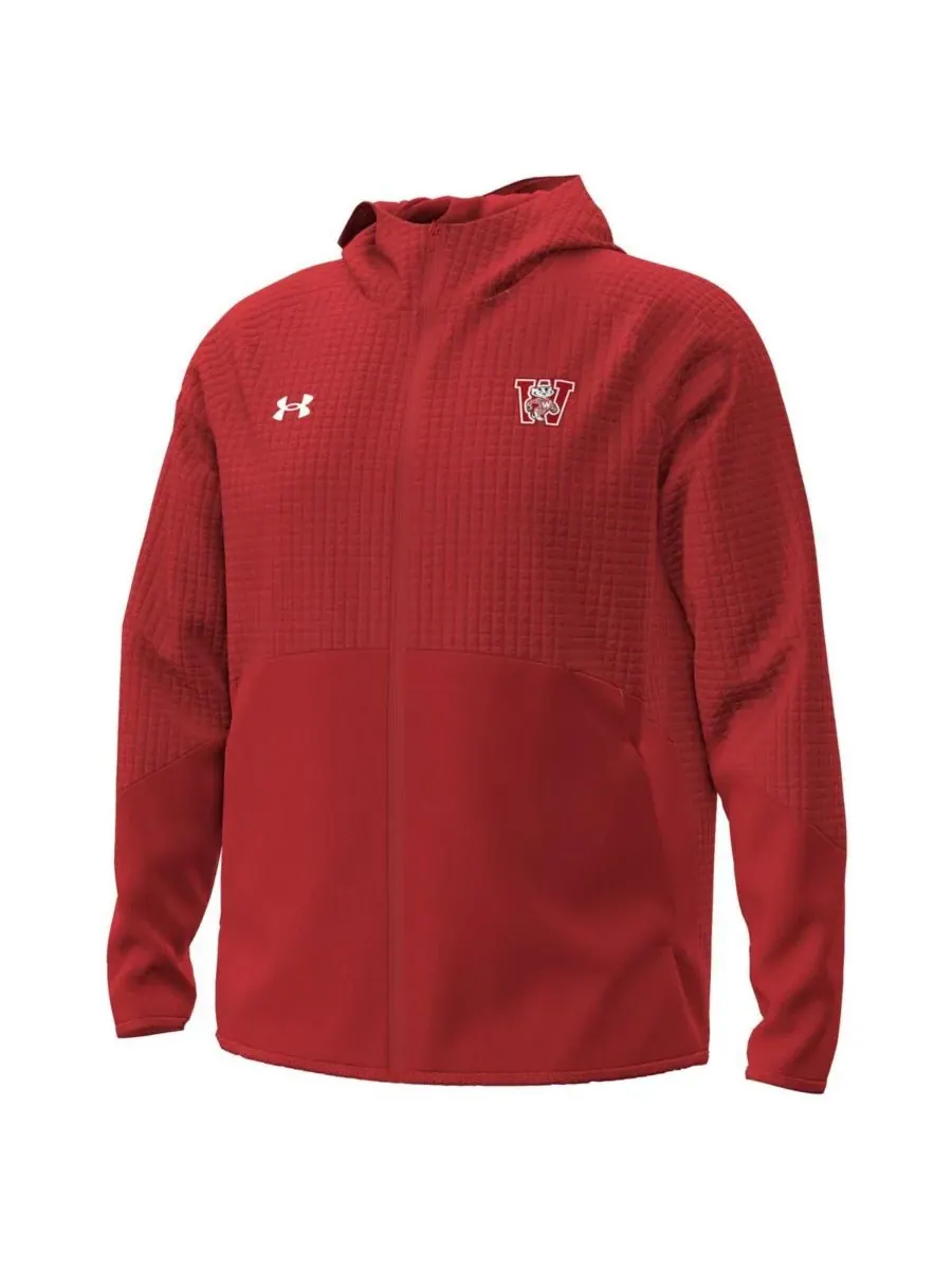 Under Armour Мужская красная флисовая куртка на молнии с символикой команды Wisconsin Badgers — изображение 3 из 3, красный