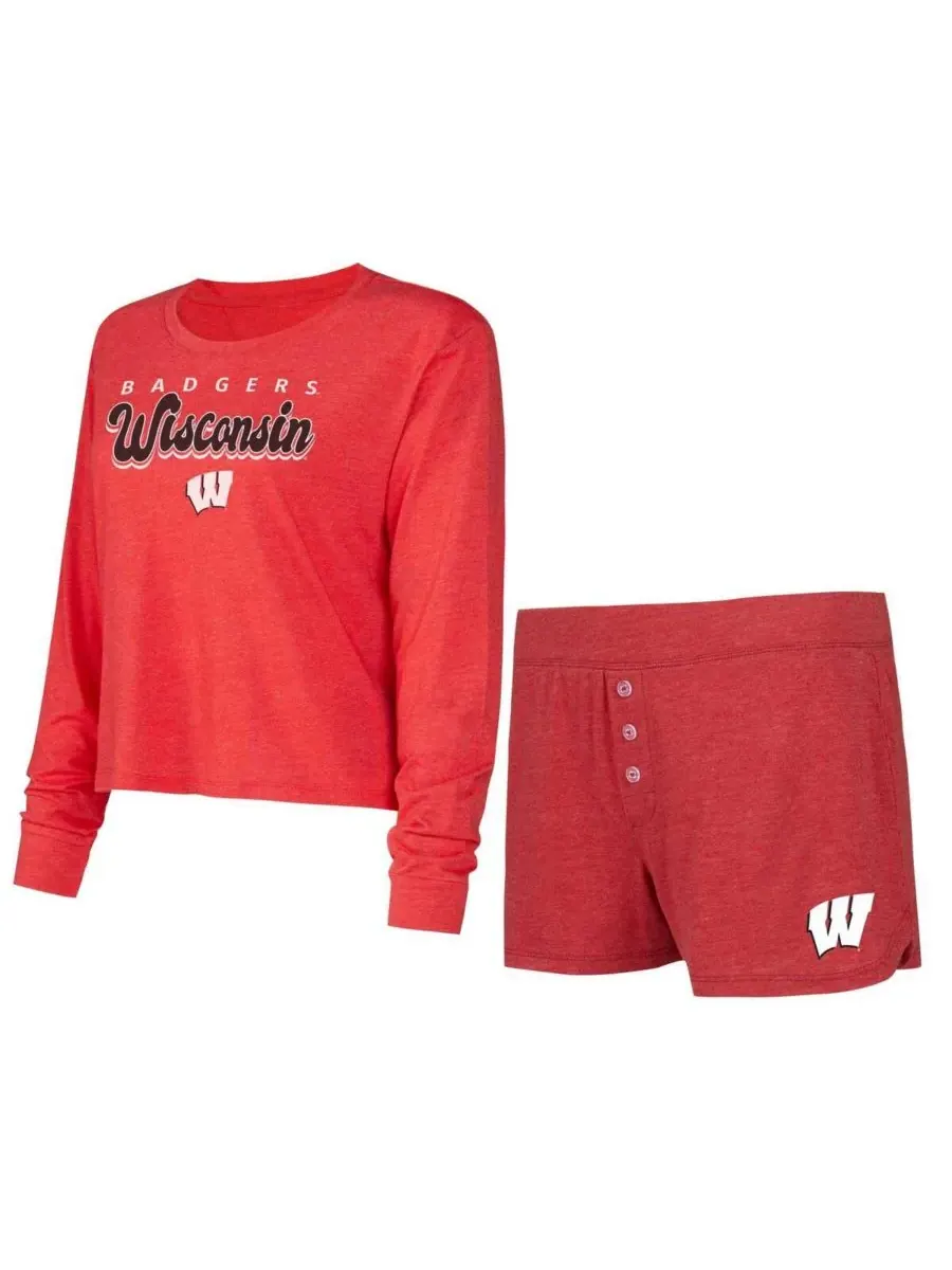 Concepts Sport Женский комплект из двух предметов: красный топ с длинными рукавами и шорты в цветах — изображение 1 из 3