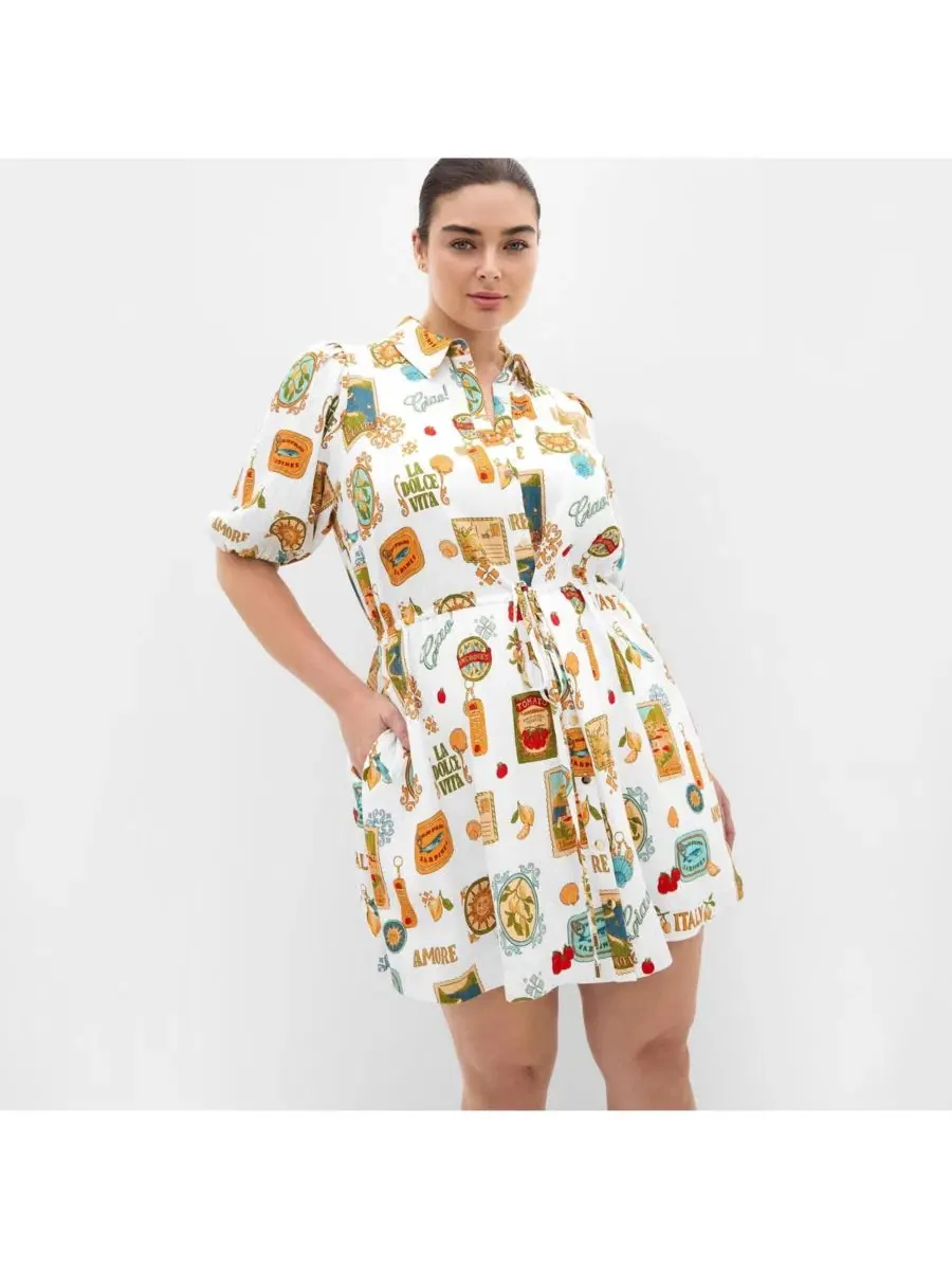 Женское мини-платье с принтом «Аморе» CITY CHIC, Creme La Dolce — изображение 5 из 5
