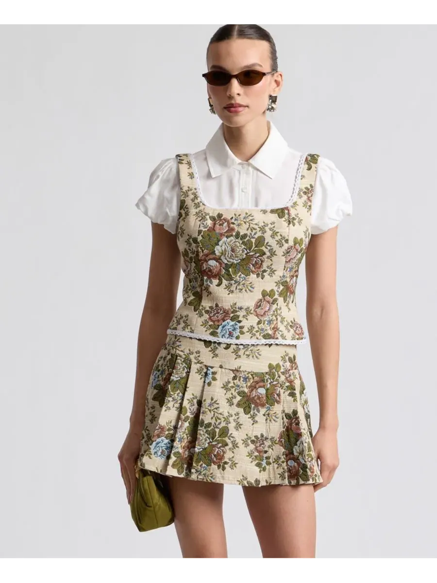 Юбка-шорты Avec Les Filles, Taupe Floral — изображение 4 из 6