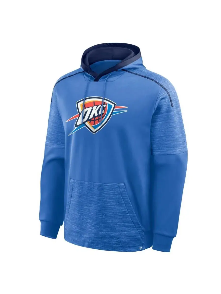 Мужская синяя толстовка с капюшоном Oklahoma City Thunder Pick Roll Defender Fanatics — изображение 2 из 3, синий синий