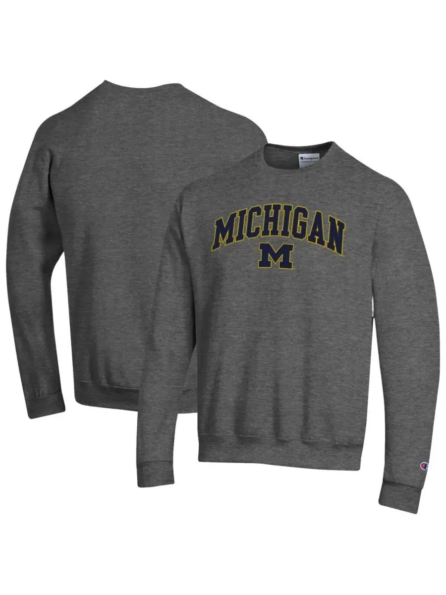 Мужская толстовка с логотипом Michigan Wolverines Arch Over Logo цвета меланж и угольно-серого — изображение 1 из 3