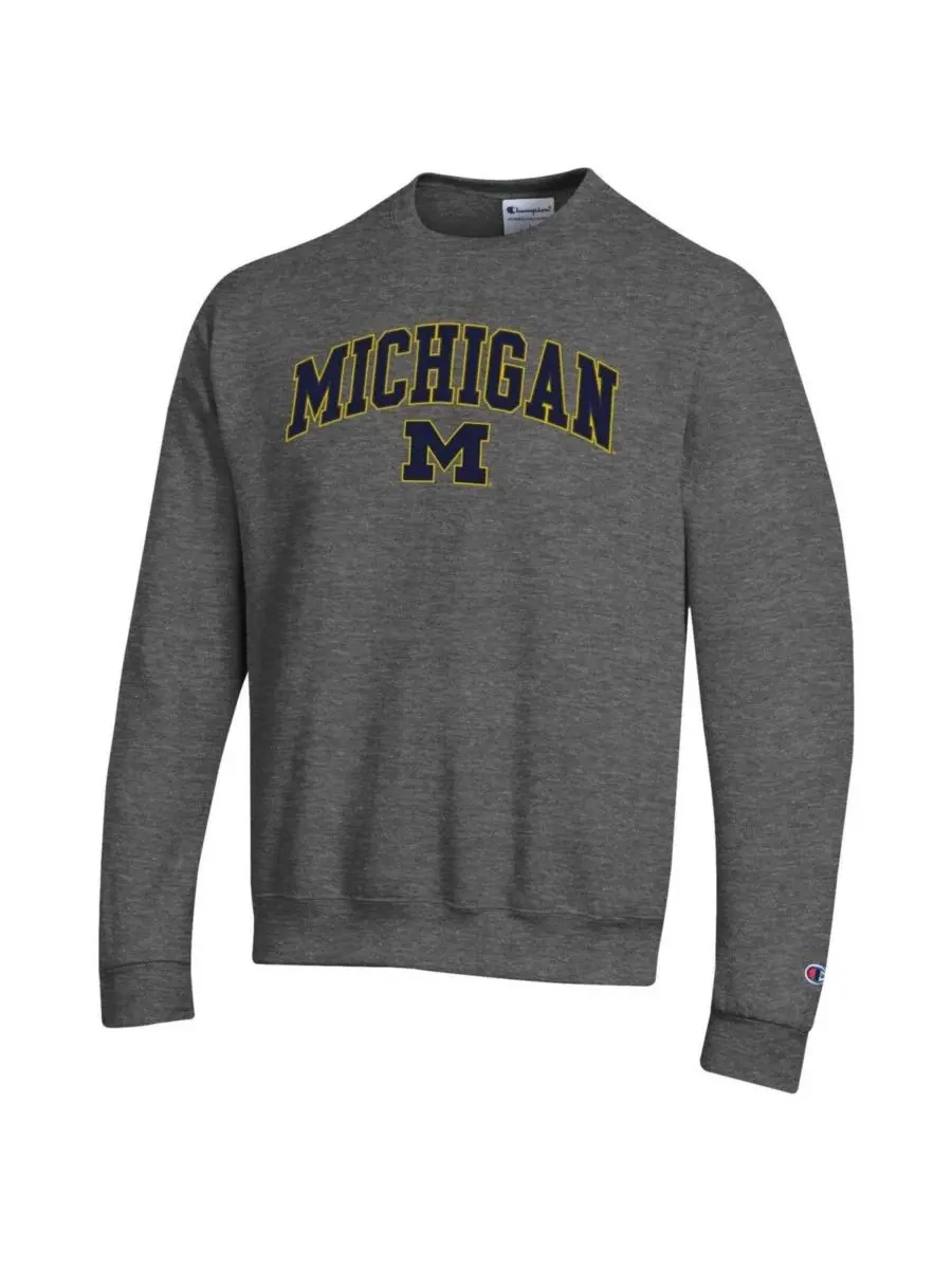 Мужская толстовка с логотипом Michigan Wolverines Arch Over Logo цвета меланж и угольно-серого — изображение 2 из 3