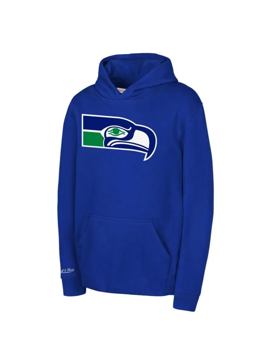 Толстовка с ретро-логотипом Royal Seattle Seahawks для мальчиков и девочек Mitchell & Ness — изображение 1 из 1, королевский
