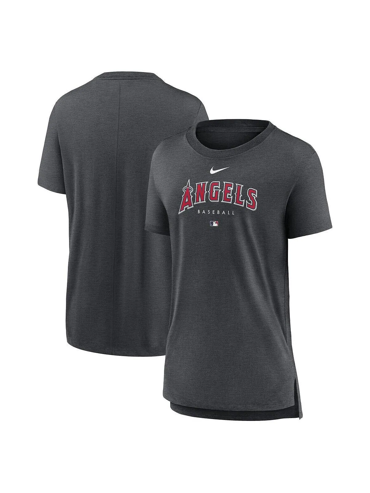 Женская футболка цвета угольно-серого цвета Los Angeles Angels Authentic Collection Early Work — изображение 1 из 3