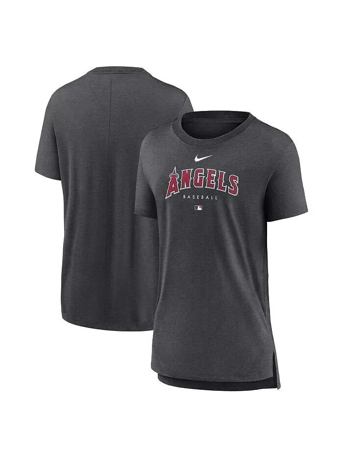 Женская футболка цвета угольно-серого цвета Los Angeles Angels Authentic Collection Early Work — изображение 1 из 3
