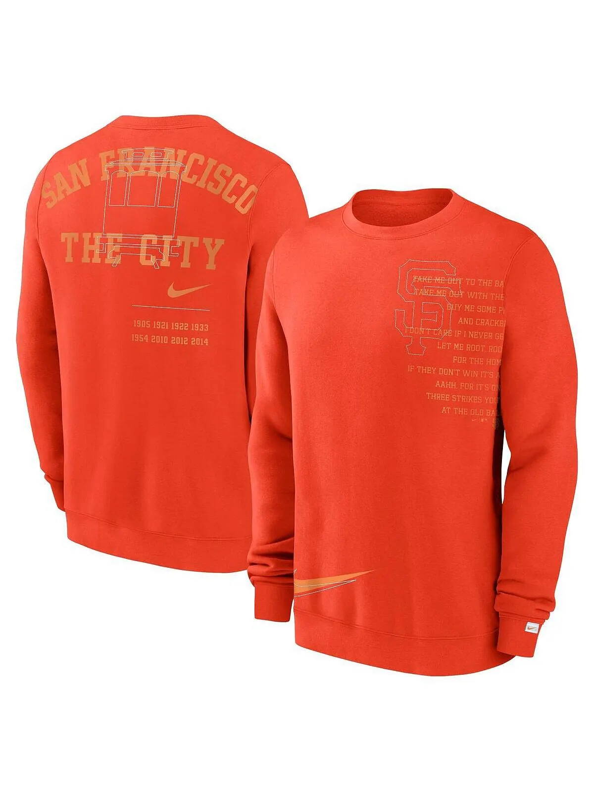 Мужской оранжевый флисовый пуловер San Francisco Giants Statement свитшот с мячом Nike — изображение 1 из 3