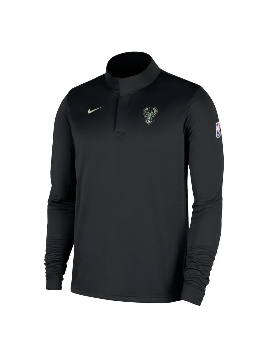 Nike Мужская черная куртка-пуловер Milwaukee Bucks 2025/26 Authentic Coaches с застежкой-молнией до — изображение 2 из 4
