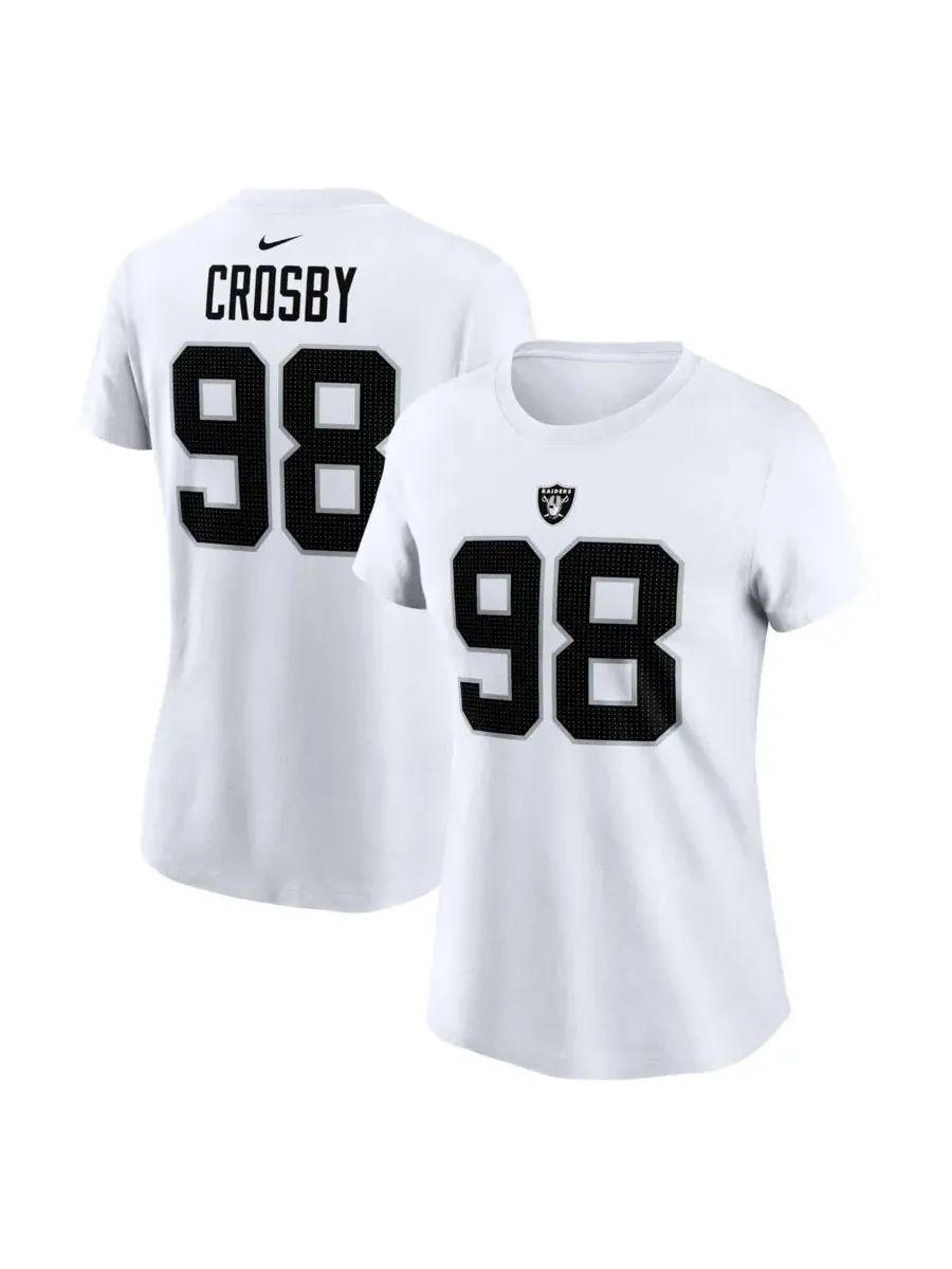 Nike Женская белая футболка Maxx Crosby с именем и номером игрока команды Las Vegas Raiders — изображение 1 из 3, белый