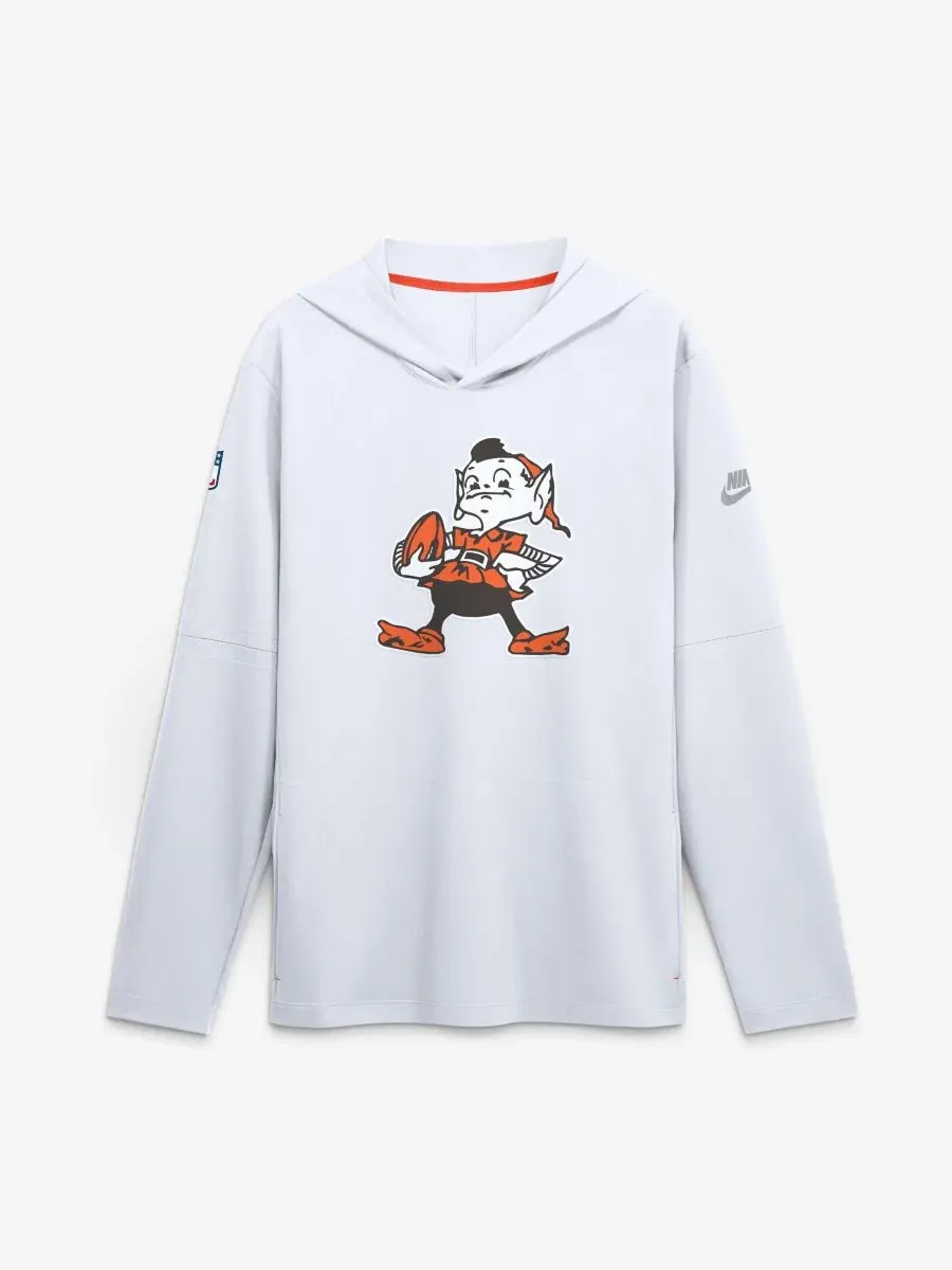 Футболка-худи с длинным рукавом Nike Cleveland Browns Sideline Dri-FIT — изображение 1 из 4, белый