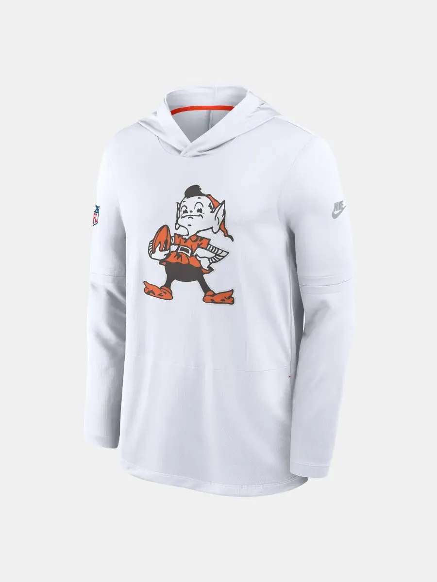 Футболка-худи с длинным рукавом Nike Cleveland Browns Sideline Dri-FIT — изображение 3 из 4, белый