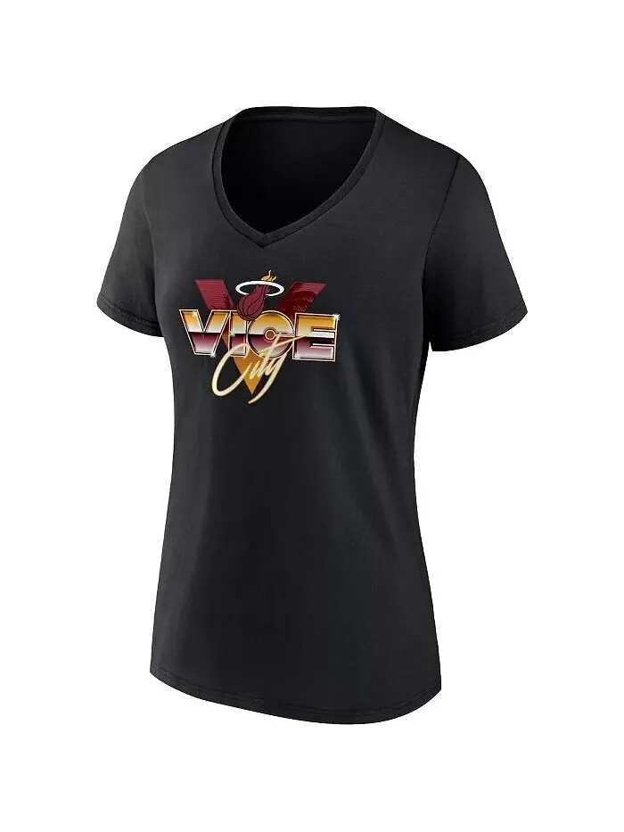 Черная женская футболка Miami Heat Hometown Collection Vice City с v-образным вырезом Fanatics — изображение 3 из 3