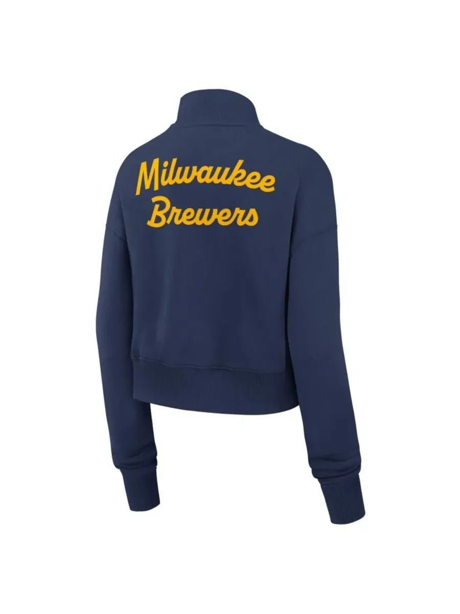Женский свитшот Milwaukee Brewers Phoenix Fleece Half-Zip Nike — изображение 3 из 5, темно-синий