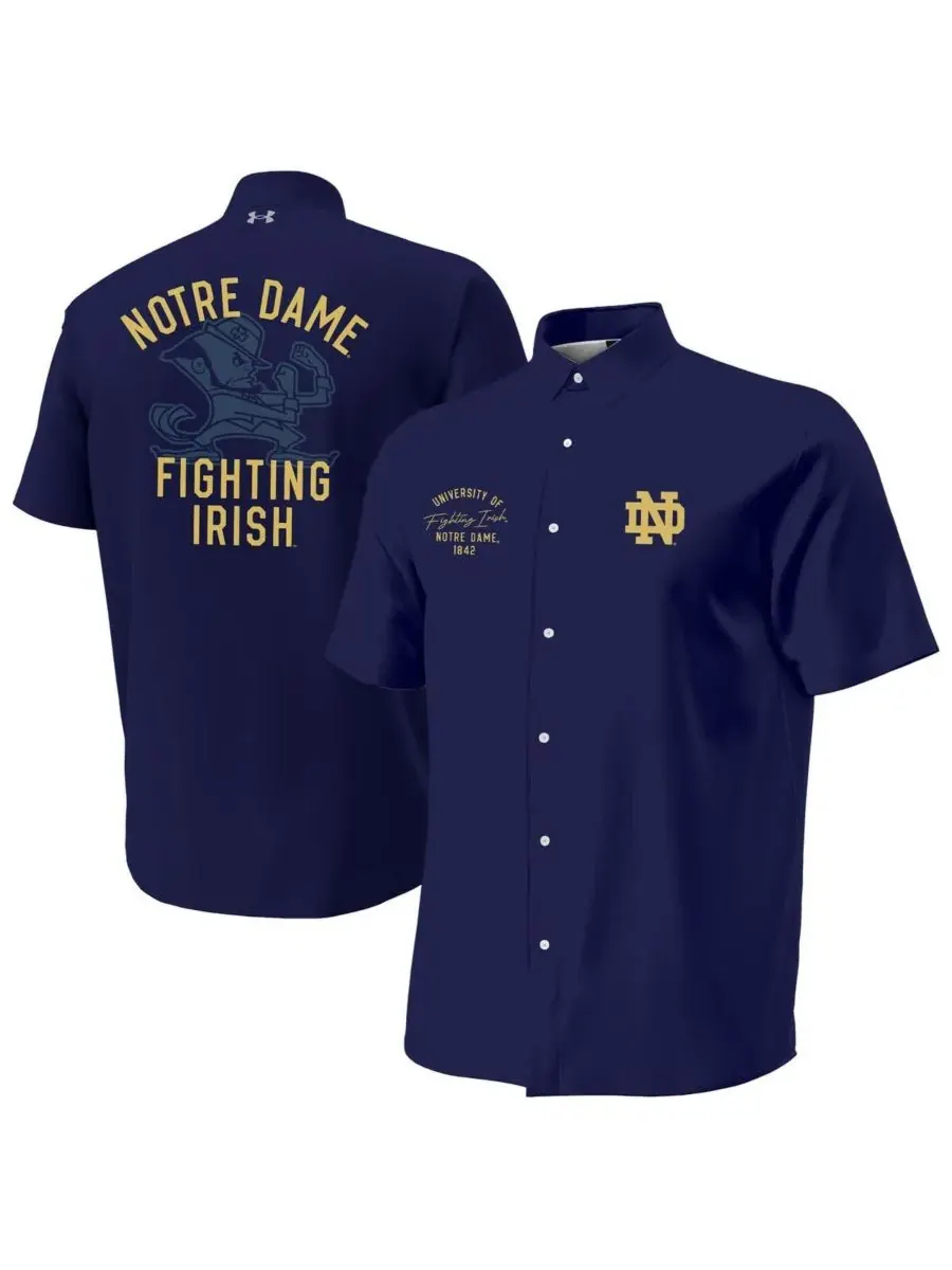 Under Armour Мужская темно-синяя рубашка Notre Dame Fighting Irish Gameday ArmourFuse Camp на — изображение 1 из 3