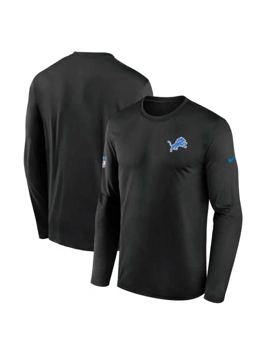 Футболка с длинным рукавом Dri-FIT с логотипом Detroit Lions Nike — изображение 1 из 3, черный