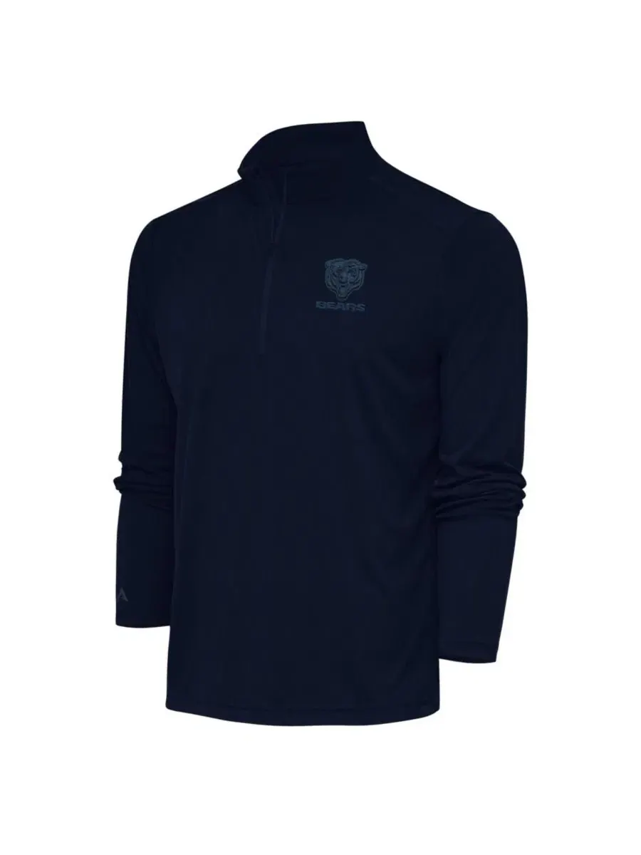 Мужской пуловер с четверть-застежкой Chicago Bears Tonal Logo Tribute Antigua — изображение 1 из 2, темно-синий