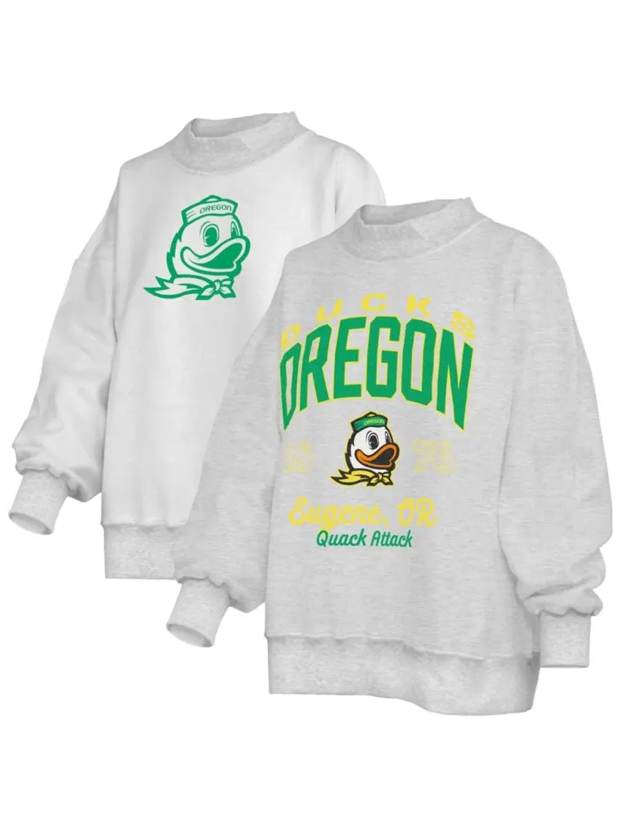 Свитшот женский с принтом Oregon Ducks Reversible Pressbox — изображение 1 из 5, серый