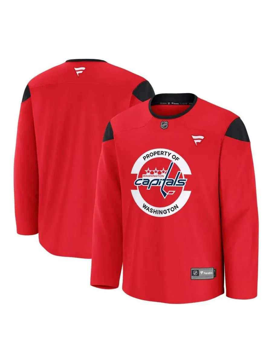 Тренировочная футболка с длинным рукавом Washington Capitals Fanatics — изображение 1 из 2, красный