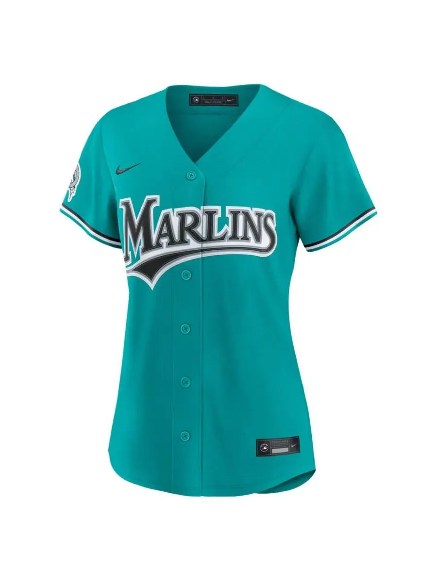Футболка-джерси Nike Teal Miami Marlins Alternate Stadium Jersey — изображение 2 из 3, бирюзовый