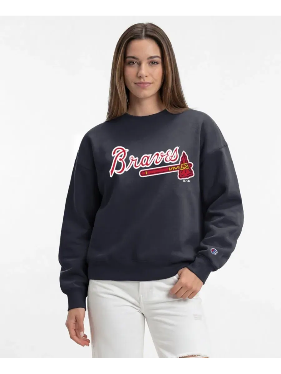 Свитшот с круглым вырезом Champion Atlanta Braves, свободный крой — изображение 1 из 5, темно-синий