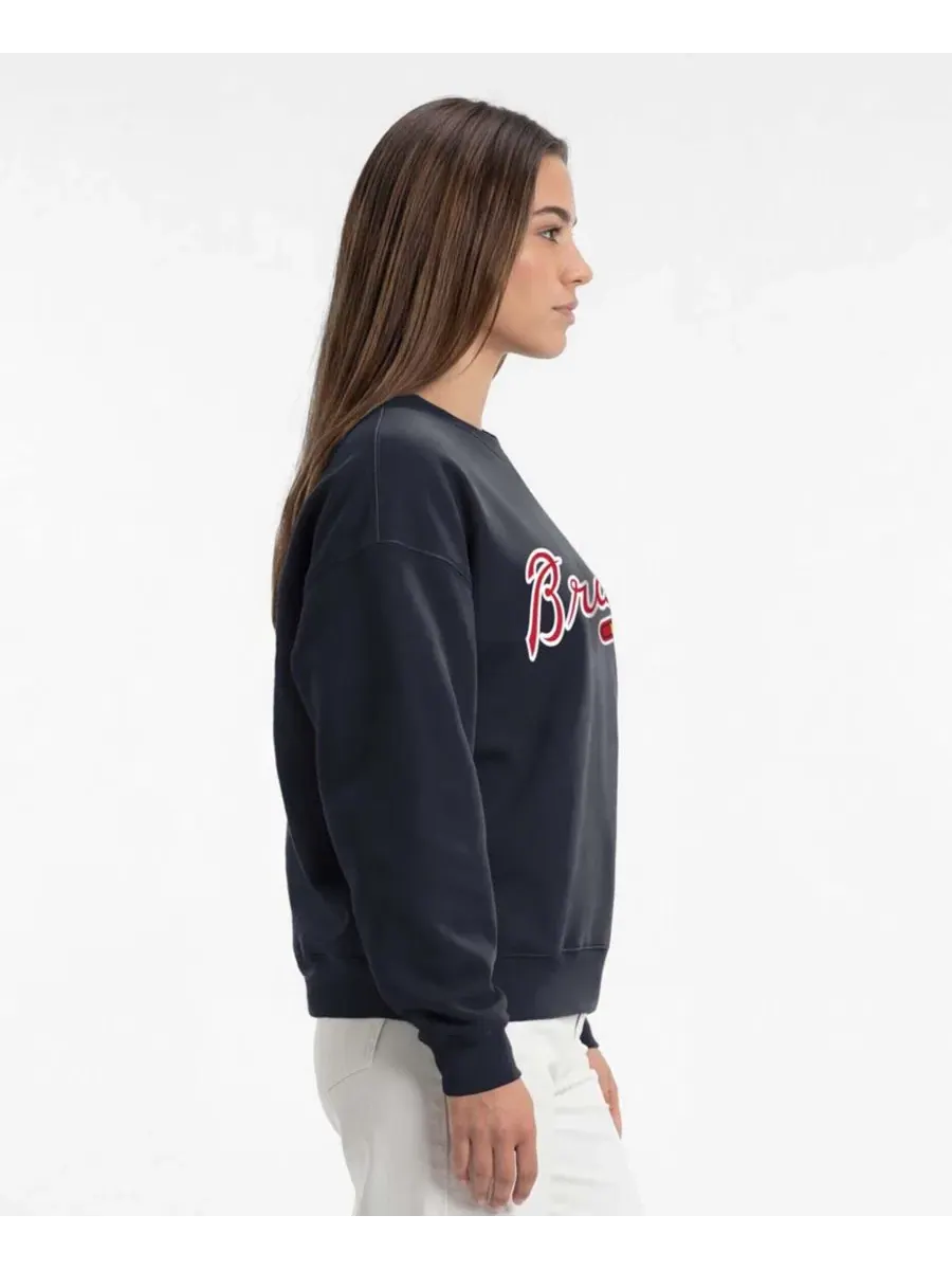 Свитшот с круглым вырезом Champion Atlanta Braves, свободный крой — изображение 4 из 5, темно-синий