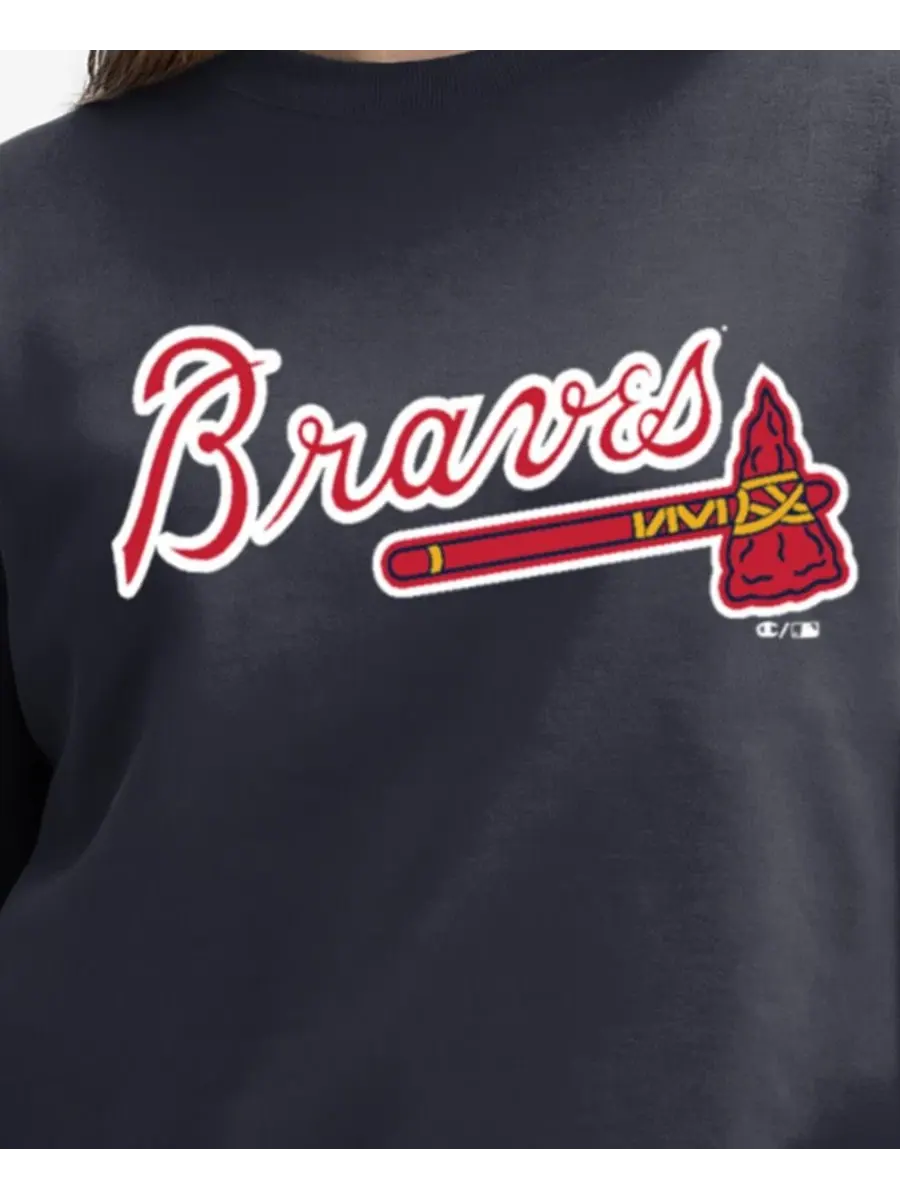 Свитшот с круглым вырезом Champion Atlanta Braves, свободный крой — изображение 5 из 5, темно-синий