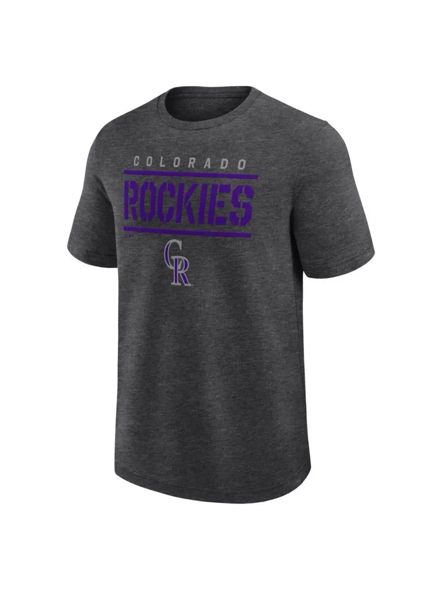 Fanatics Мужская футболка Colorado Rockies Top Notch цвета меланж и угольно-серого — изображение 3 из 3, темно-серый