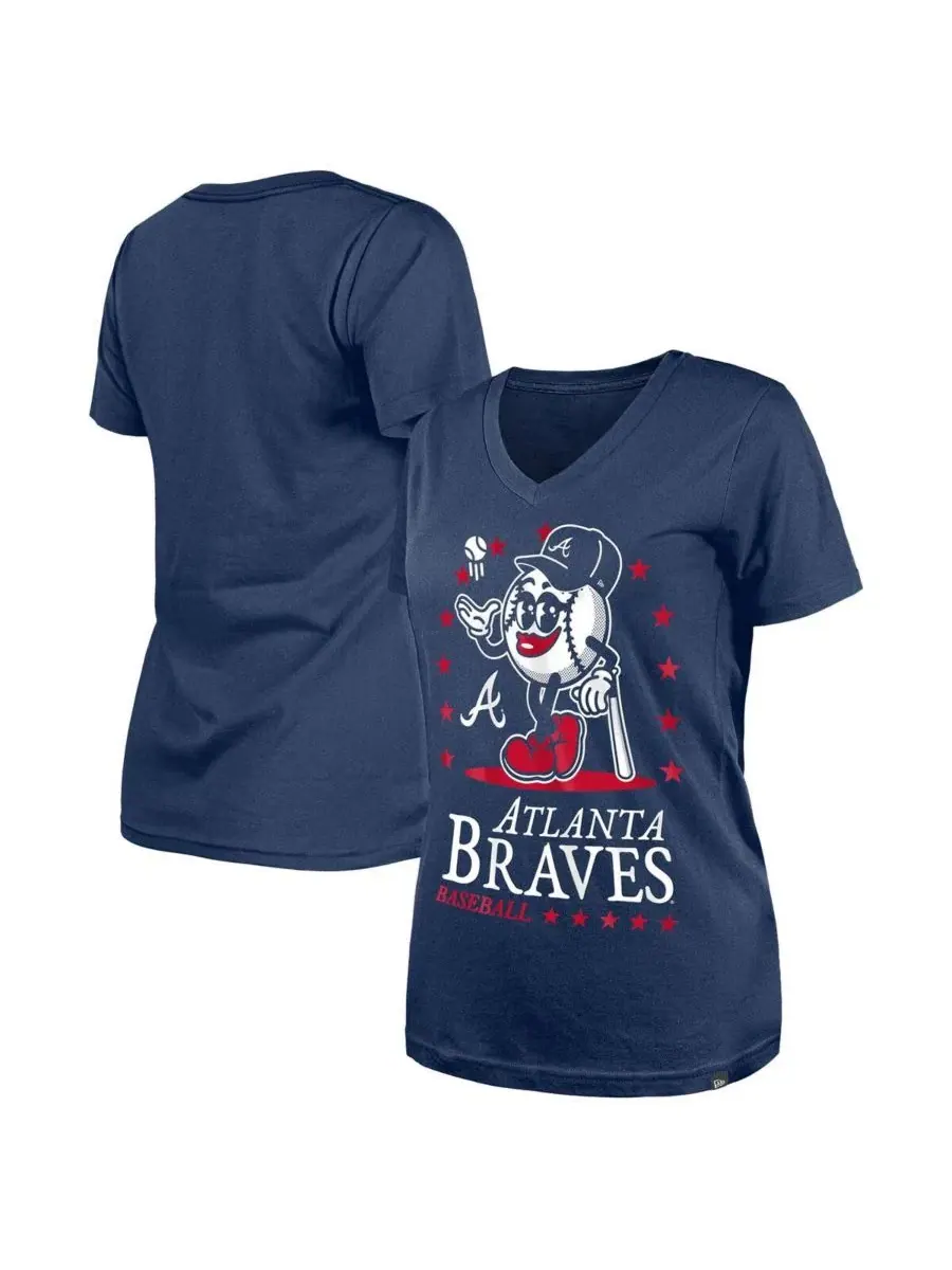 Футболка-поло с V-образным вырезом Atlanta Braves Little Miss 2 New Era
