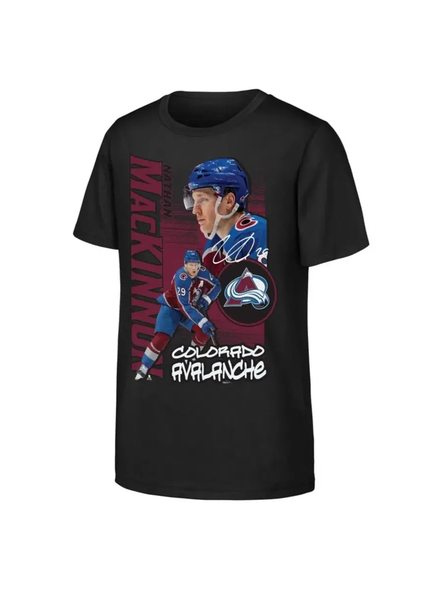 Футболка с коротким рукавом Nathan MacKinnon Colorado Avalanche Playmaker Outerstuff — изображение 1 из 1, черный