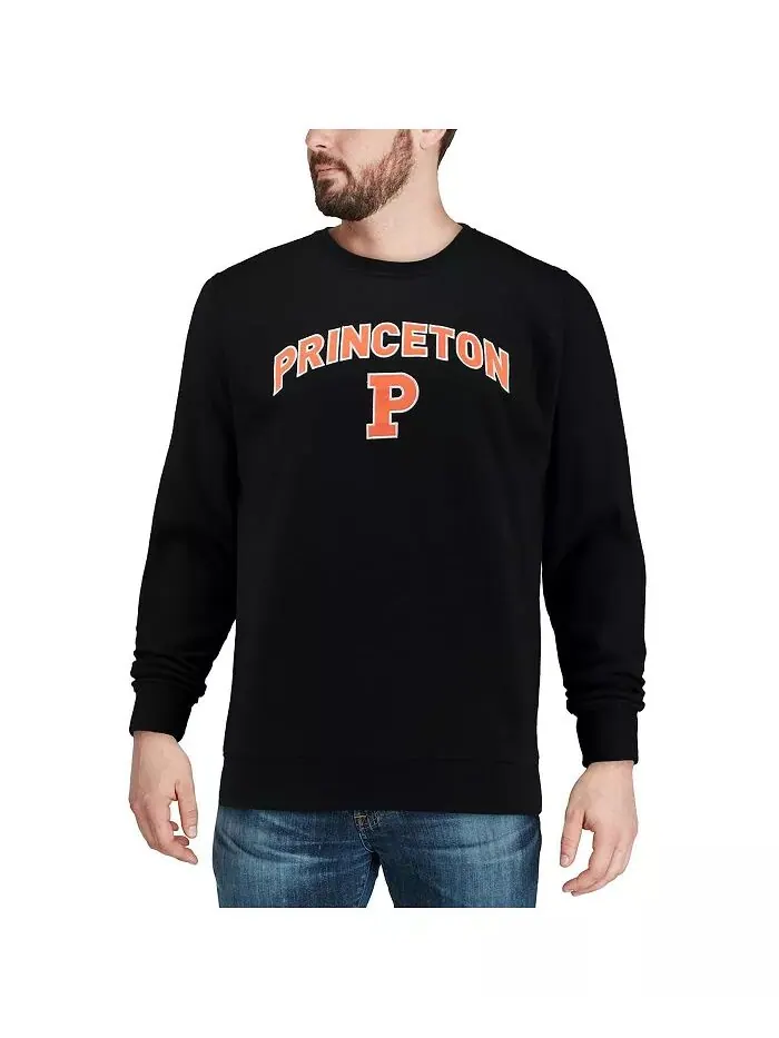 Мужская черная толстовка Princeton Tigers Arch & Logo с круглым вырезом Colosseum — изображение 4 из 4