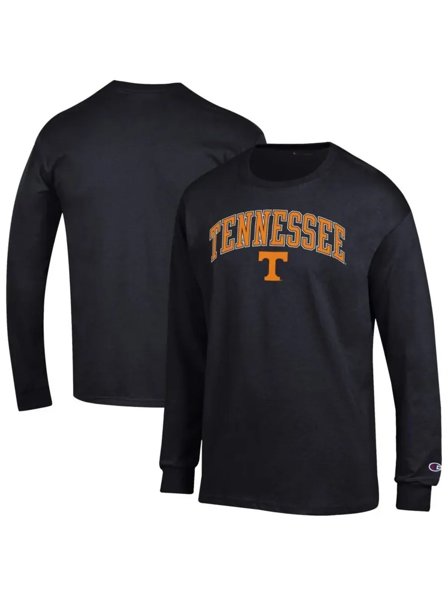Champion Мужская черная футболка с длинными рукавами Tennessee Volunteers Arch Over Logo — изображение 1 из 3, черный