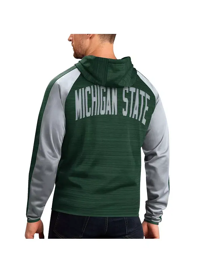 Мужская зеленая толстовка Michigan State Spartans Neutral Zone с рукавом реглан и молнией по всей — изображение 2 из 2