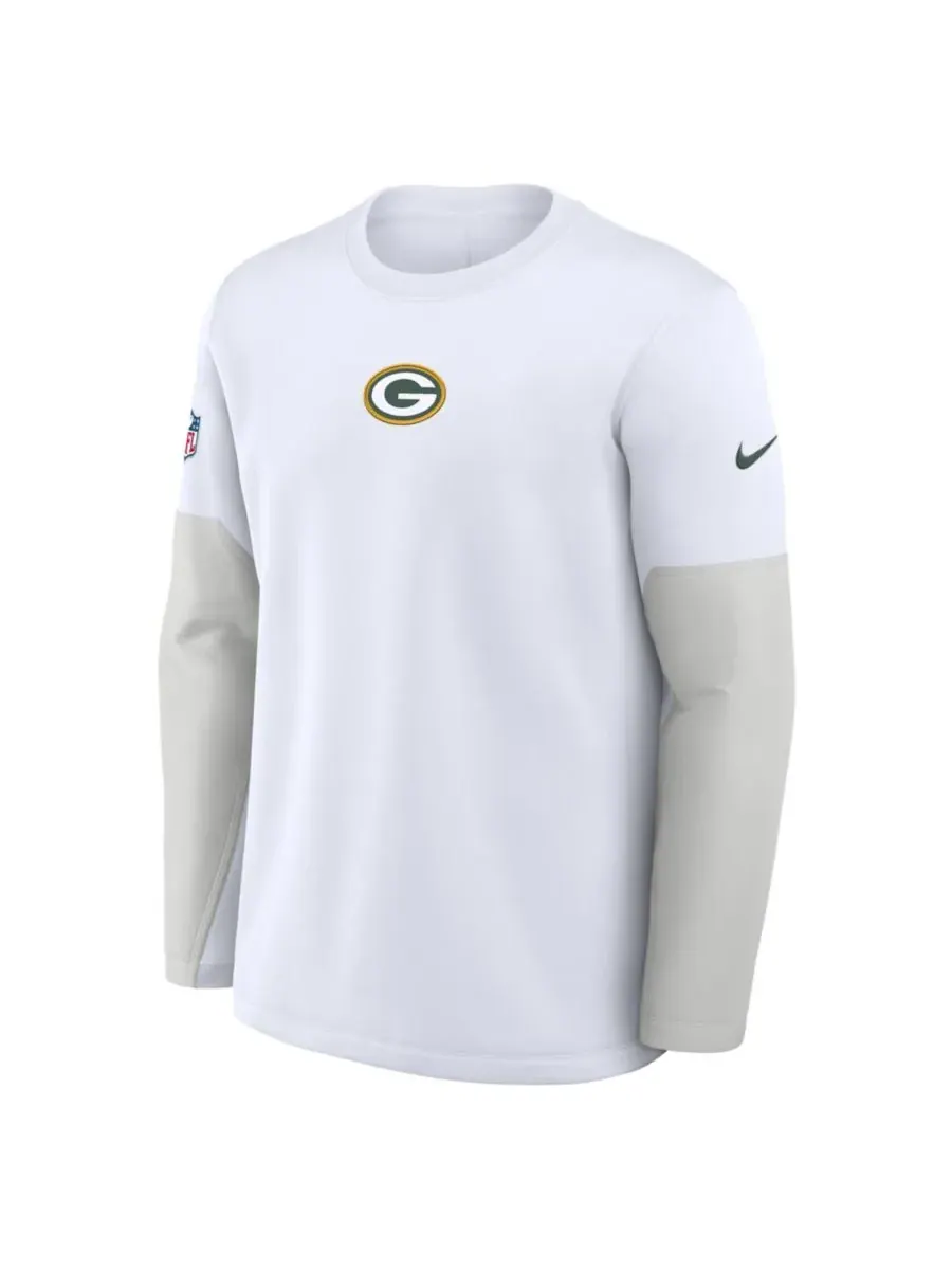 Nike Мужская белая футболка с длинным рукавом Green Bay Packers Sideline Scripted to Win Performance — изображение 5 из 5