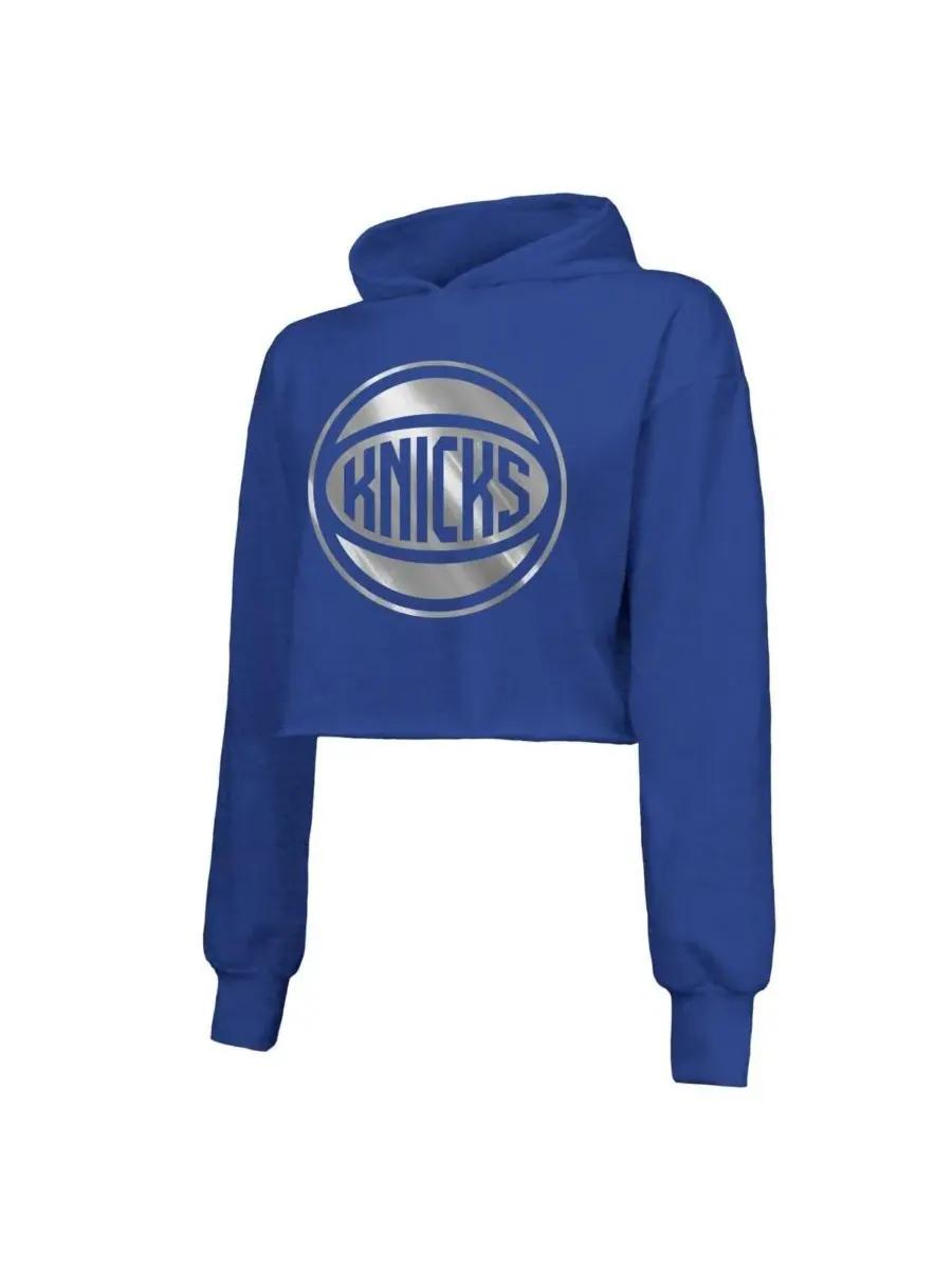 Женская укороченная толстовка Royal New York Knicks Tri-Blend Pullover Hoodie Majestic — изображение 3 из 3, королевский