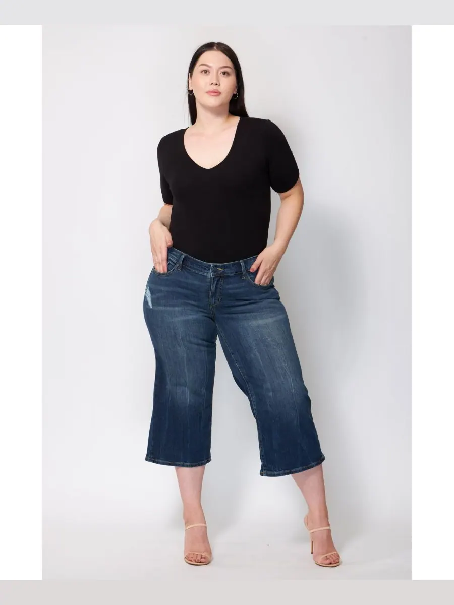 Джинсы больших размеров со средней посадкой и широкими штанинами SLINK Jeans, Rosemary