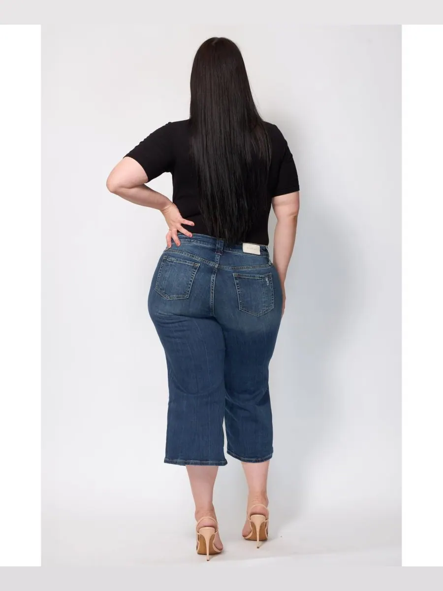 Джинсы больших размеров со средней посадкой и широкими штанинами SLINK Jeans, Rosemary — изображение 3 из 3