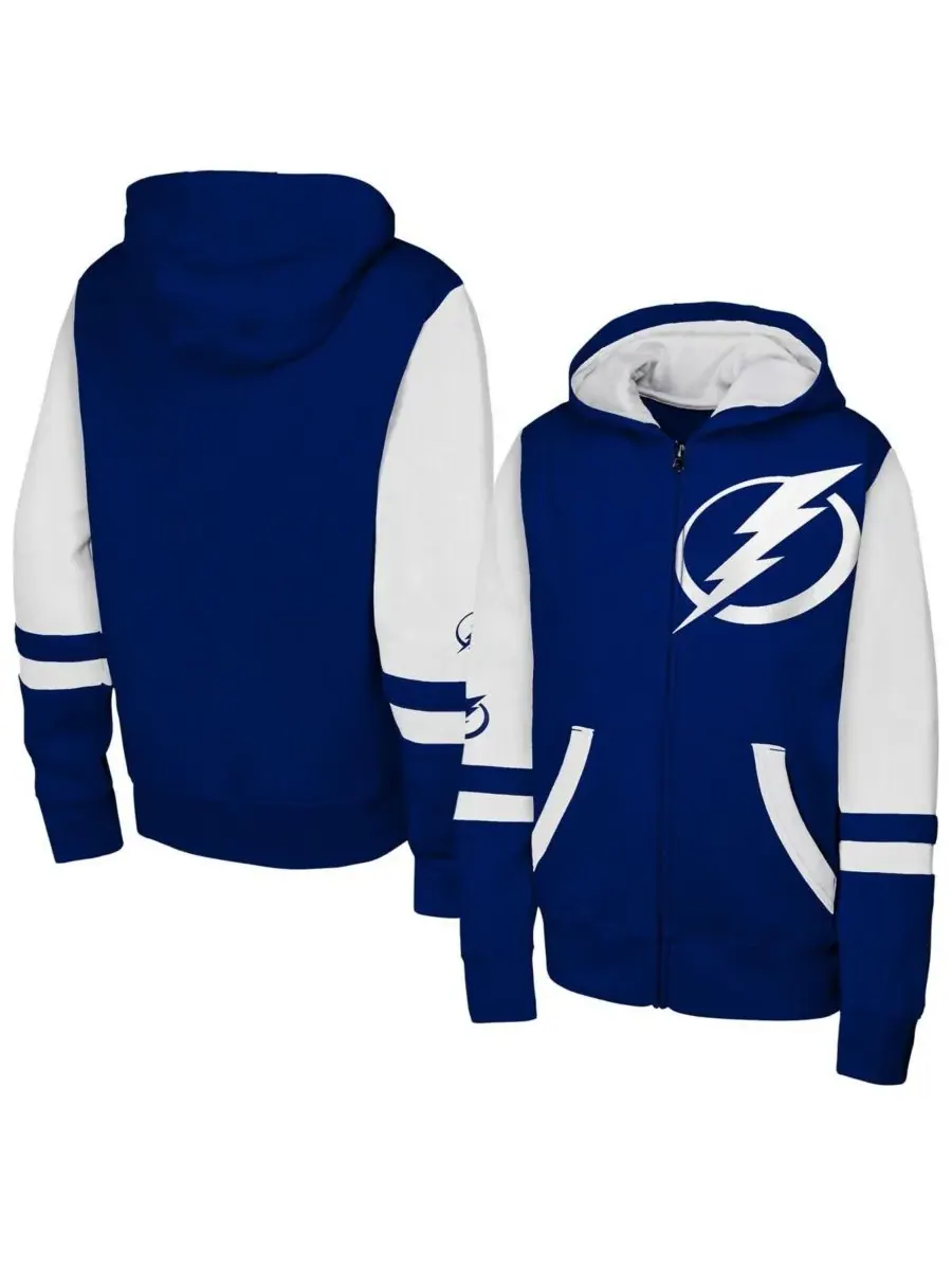 Outerstuff Большая толстовка на молнии синего цвета с логотипом Tampa Bay Lightning Face Off для